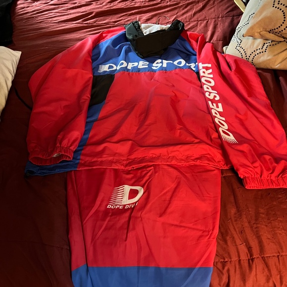 Mens hooded wind breaker suit by Dope Intn’l Sports; sz 2X jacket; pants 1X - Picture 3 of 8